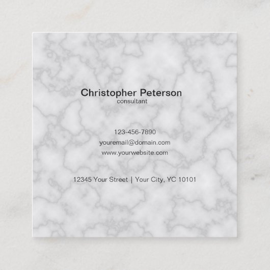 QR-code marmer Vierkante Visitekaartje (Achterkant)