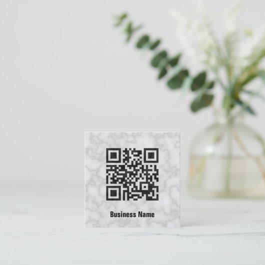 QR-code marmer Vierkante Visitekaartje (Staand voorkant)