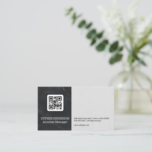 QR-code | Marmeren luxe visitekaartje (Staand voorkant)