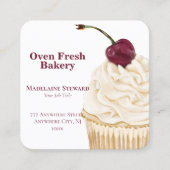 QR Code Maroon White Cupcake Bakery Square Vierkante Visitekaartje (Voorkant)