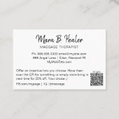 *~* QR code Massage Therapist Logo massage therapi Visitekaartje (Achterkant)