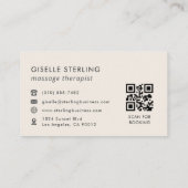 QR Code Massagetherapeut Modern Minimalistisch Visitekaartje (Achterkant)