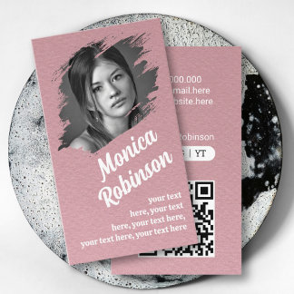 QR-code matte roze roze frame aangepaste foto Visitekaartje