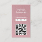 QR-code matte roze roze frame aangepaste foto  Visitekaartje (Achterkant)