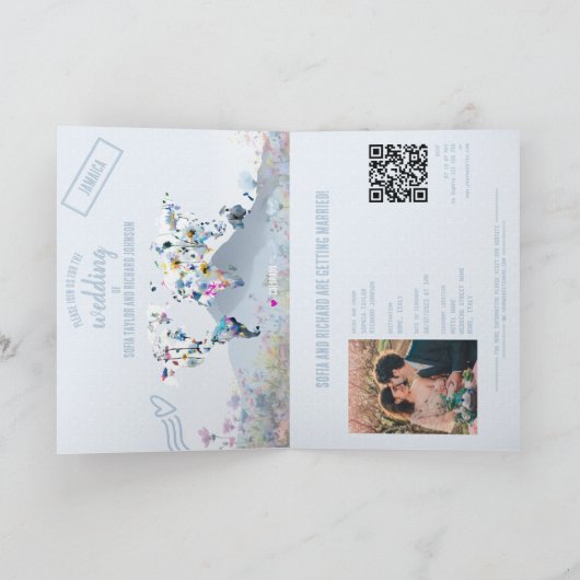 QR Code Meadow Wedding Destination Passport Map  (Binnen)