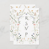 QR Code Meadow Wildflower Rustieke foto bruiloft RSVP Kaartje (Voorkant / Achterkant)