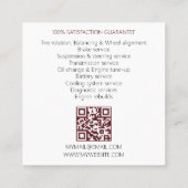 QR-code Mechanisch automatisch reparatiestaal Vierkante Visitekaartje (Achterkant)