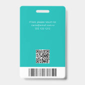 QR Code Medewerker Foto Blauwgroen Badge (Achterkant)