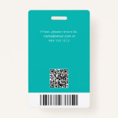 QR Code Medewerker Foto Blauwgroen Badge (Achterkant)