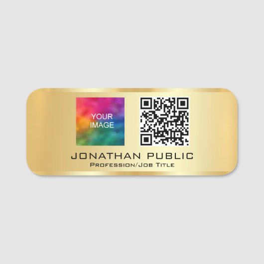 QR code medewerker foto of zakelijke Logo hier Naamplaatje (Voorkant)