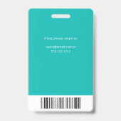 QR Code Medewerker Foto Turquoise Badge (Achterkant)