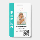 QR Code Medewerker Foto Turquoise Badge (Voorzijde)