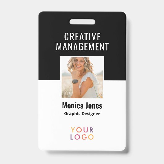 QR Code Medewerker Foto Zwart Badge (Voorzijde)