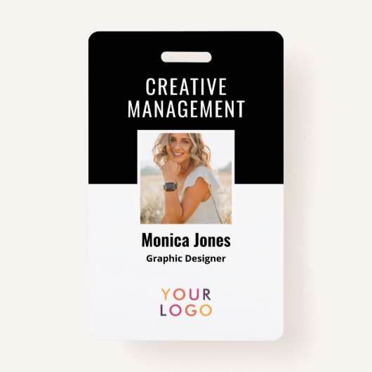 QR Code Medewerker Foto Zwart Badge (Voorkant)