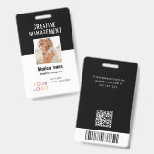 QR Code Medewerker Foto Zwart Badge (Voor- en achterkant)