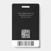 QR Code Medewerker Foto Zwart Badge (Achterkant)
