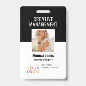 QR Code Medewerker Foto Zwart Badge (Voorzijde)