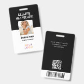 QR-code Medewerker Foto Zwarte Badge (Voor- en achterkant)