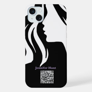 QR code Medewerker Zwart-wit iPhone 15 Plus Case