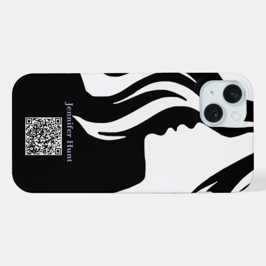 QR code Medewerker Zwart-wit iPhone Hoesje (Achterkant horizontaal)