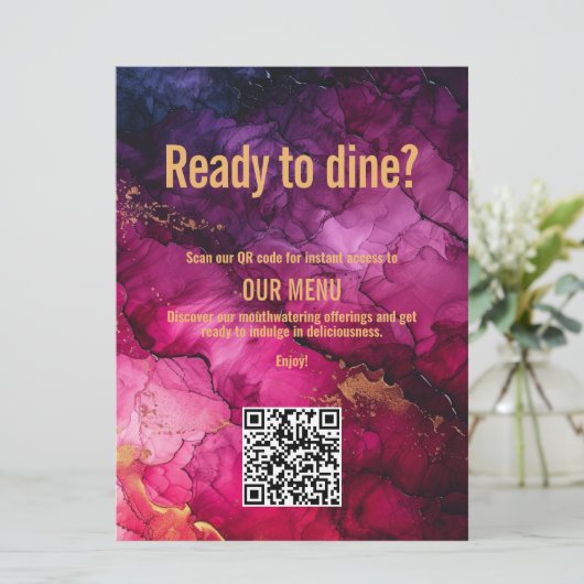 QR-code menu Celestial Elegance Marble (Staand voorkant)