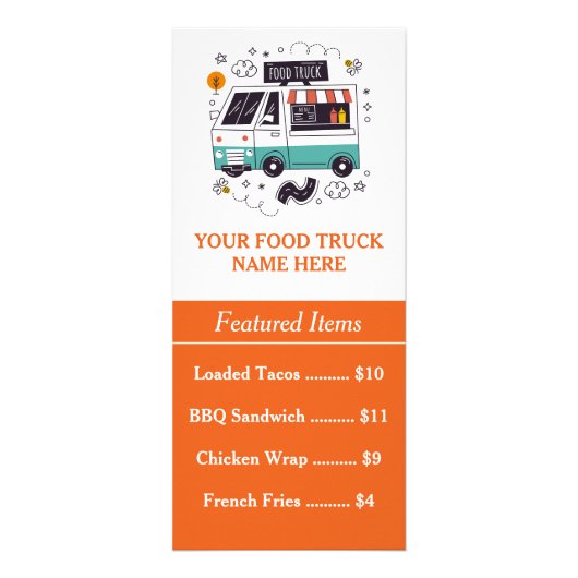  QR Code Menu Kaart voor Voedseltruck Rack Card  (Voorkant)