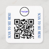 QR Code Menu Kaarten voor restaurants en cafés Vierkante Visitekaartje (Voorkant)