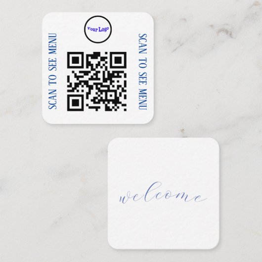 QR Code Menu Kaarten voor restaurants en cafés Vierkante Visitekaartje (Voorkant / Achterkant)