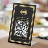QR Code Menu Logo Contactloos Classic Zwart Goud Reclamebord Met Voetstuk