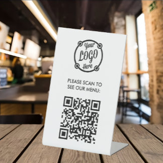 QR Code Menu Logo Contactloos Modern restaurant Reclamebord Met Voetstuk