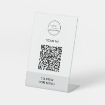 QR-code menu | Logo contactloos modern voetstuk Si