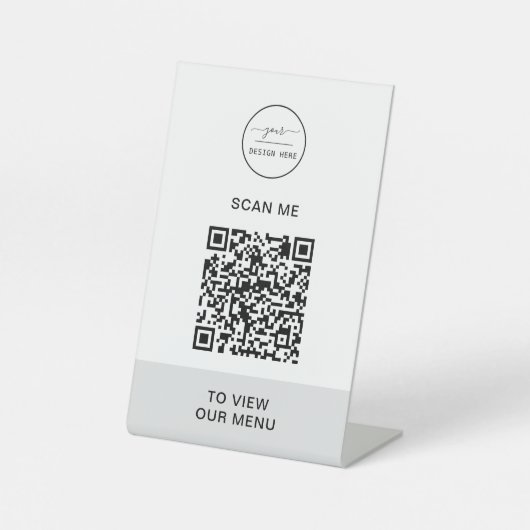 QR-code menu | Logo contactloos modern voetstuk Si Reclamebord Met Voetstuk (Voorkant)