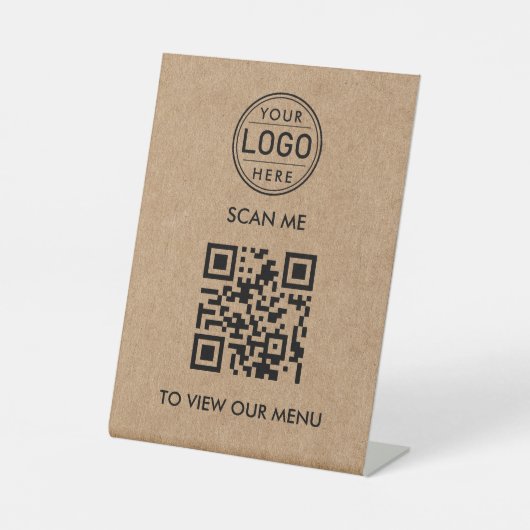 QR Code Menu Logo Modern Reclamebord Met Voetstuk (Voorkant)