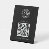 QR Code Menu Logo Modern zwart voetstuk teken Reclamebord Met Voetstuk (Voorkant)