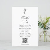 QR Code Menu Minimal Elegant Seating Chart Wedding (Staand voorkant)