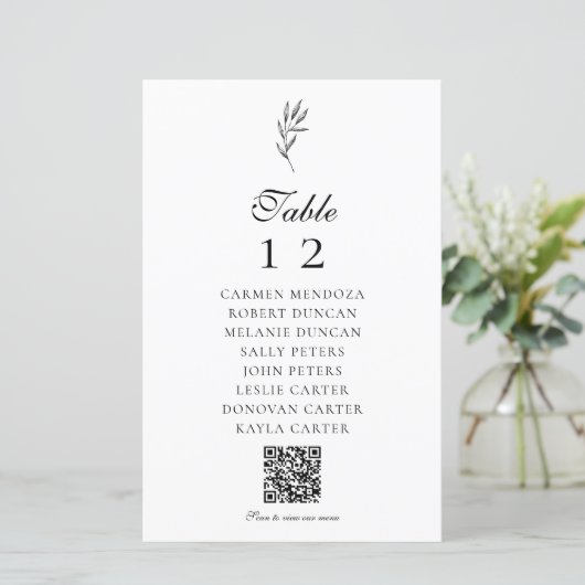 QR Code Menu Minimal Elegant Seating Chart Wedding (Staand voorkant)