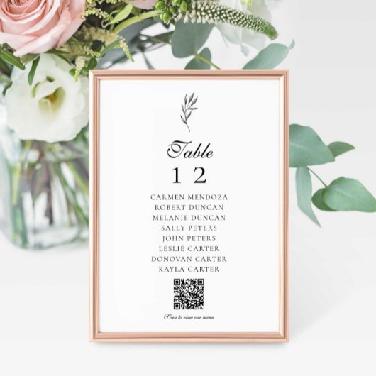 QR Code Menu Minimal Elegant Seating Chart Wedding