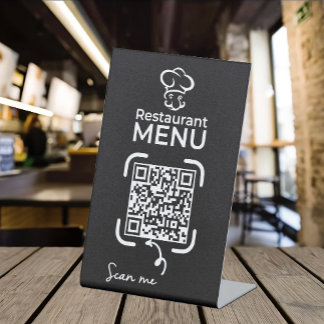 QR Code Menu Modern Restaurant Business logo Reclamebord Met Voetstuk
