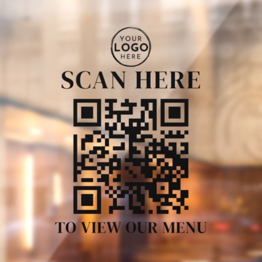 QR Code Menu Tekst Aangepast Logo Raamsticker (Vel 2)