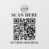 QR Code Menu Tekst Aangepast Logo Raamsticker (Vel)