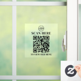 QR Code Menu Tekst Aangepaste Logo Raamsticker
