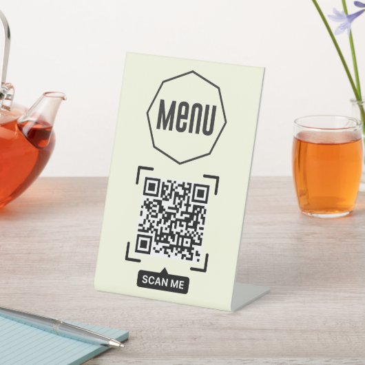 QR Code Menu voor restaurants touchless Modern Reclamebord Met Voetstuk (Insitu)