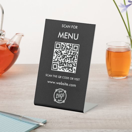 QR Code Menu voor restaurants touchless Modern Reclamebord Met Voetstuk (Insitu)