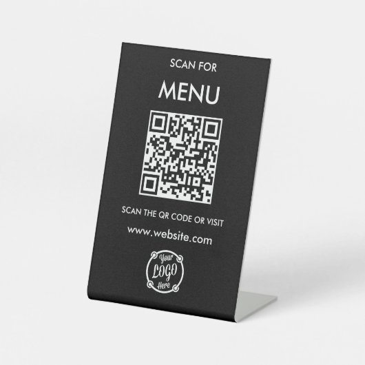 QR Code Menu voor restaurants touchless Modern Reclamebord Met Voetstuk (Voorkant)