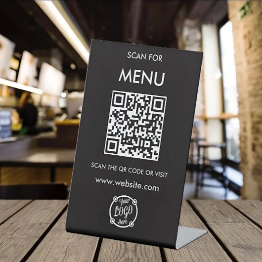 QR Code Menu voor restaurants touchless Modern Reclamebord Met Voetstuk