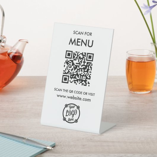 QR Code Menu voor restaurants touchless Modern Reclamebord Met Voetstuk (Insitu)