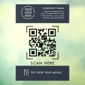 QR-code menu | Zakelijk Logo Contactloos Raamsticker (Vel 3)