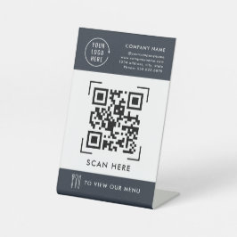 QR-code menu | Zakelijk logo contactloos Reclamebord Met Voetstuk