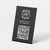 QR-code menulogocontactloos modern restaurant Reclamebord Met Voetstuk (Voorkant)