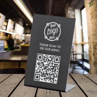 QR-code menulogocontactloos modern restaurant Reclamebord Met Voetstuk